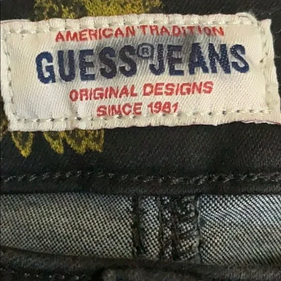 NEW Guess Black Sunflower Skinny Ankle Jeans 24 - Picture 7 of 12